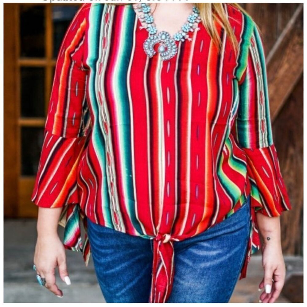 Womens Lucky & Blessed L&B Boutique Serape High Low Flowy Top - Sz S